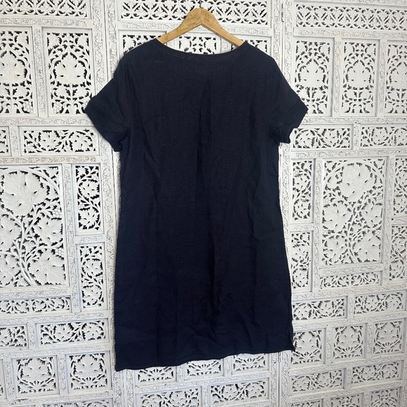 LL Bean 100% Linen Short Sleeve Knee Length Shift Dress Sz Large - Picture 5 of 6